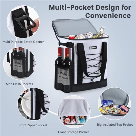 Cooler Backpack, 36 Cans Multifunctional Leakproof Cooler Backpack with Padded - Picture 5 of 14